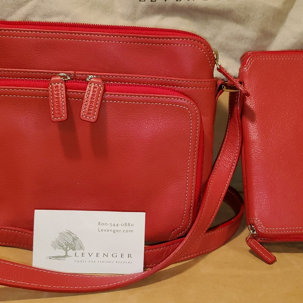 Levenger leather purse and wallet